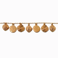 Gold-tone Textured Swirl Coin Charm Bracelet