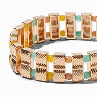 Gold-tone Double Stack Beaded Stretch Bracelet