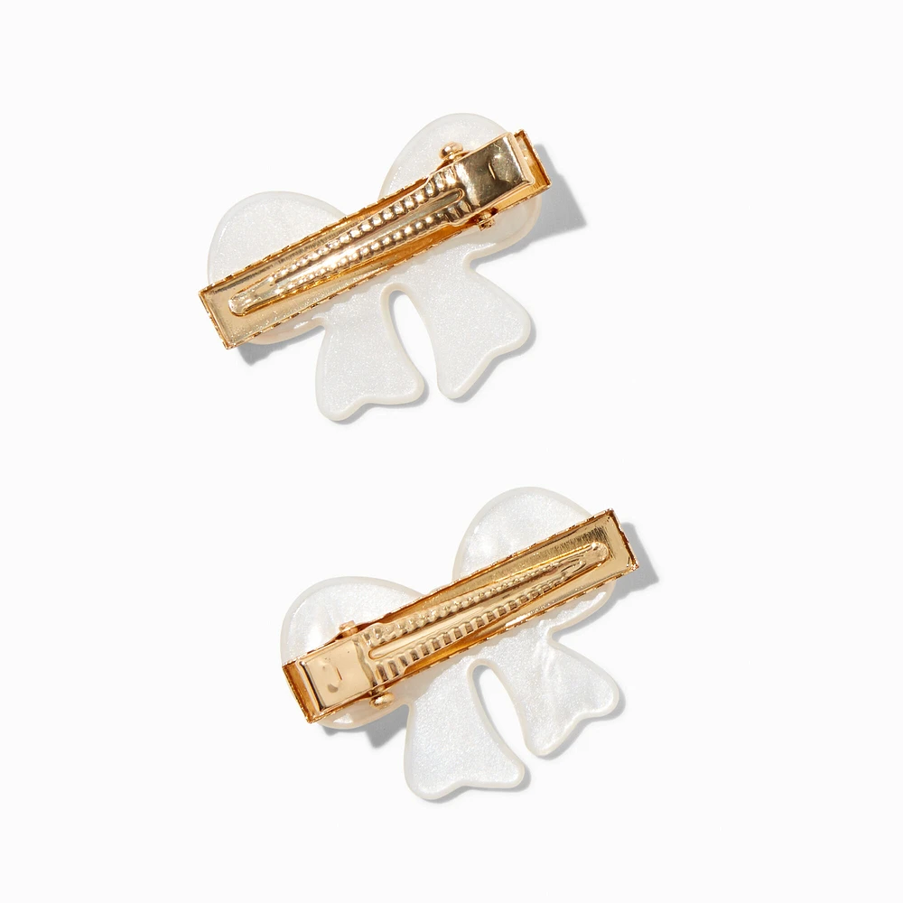 Cream Acrylic Hair Bow Clips - 2 Pack