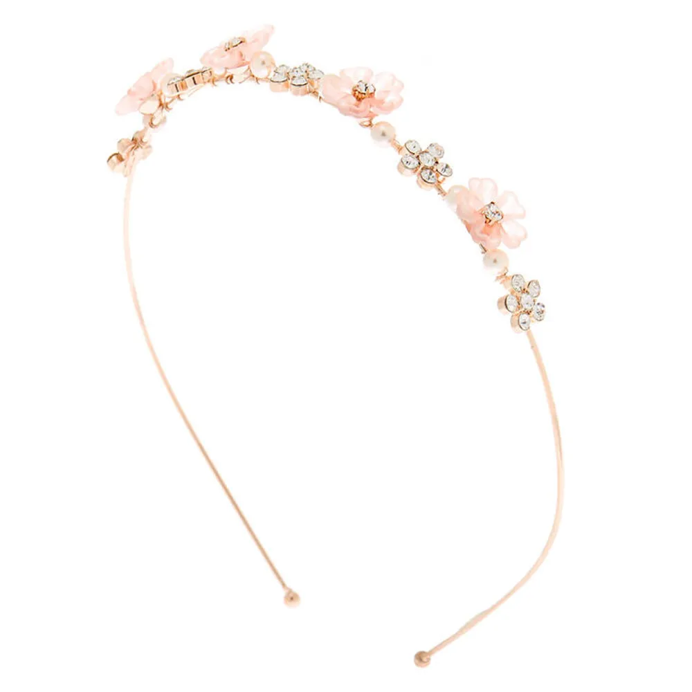 Rose Gold Frosted Pink Floral Headband