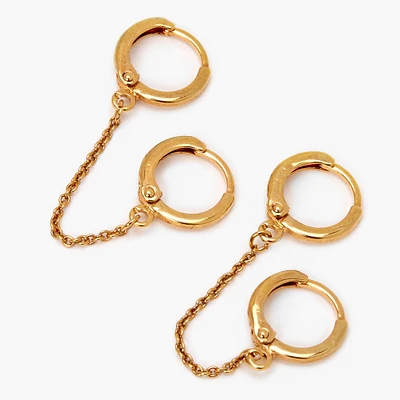 C LUXE by Claire's 18k Gold Plated 10MM Connector Chain Hoop Earrings