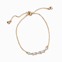 Gold-tone Cubic Zirconia Mixed Geometric Bolo Bracelet