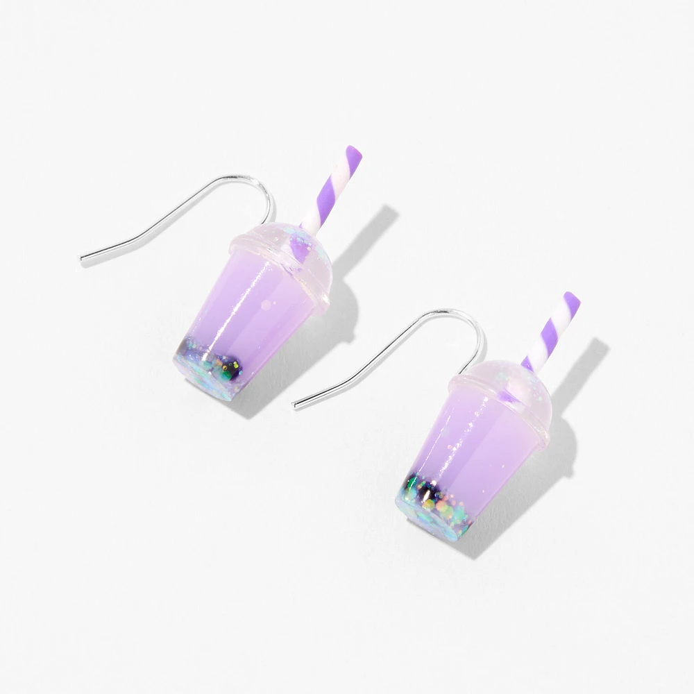 Purple 1" Bubble Tea Drop Earrings