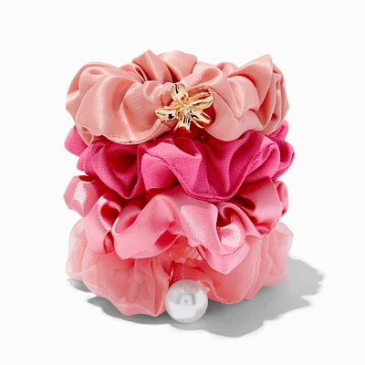 Coral Mixed Hair Scrunchies - 4 Pack