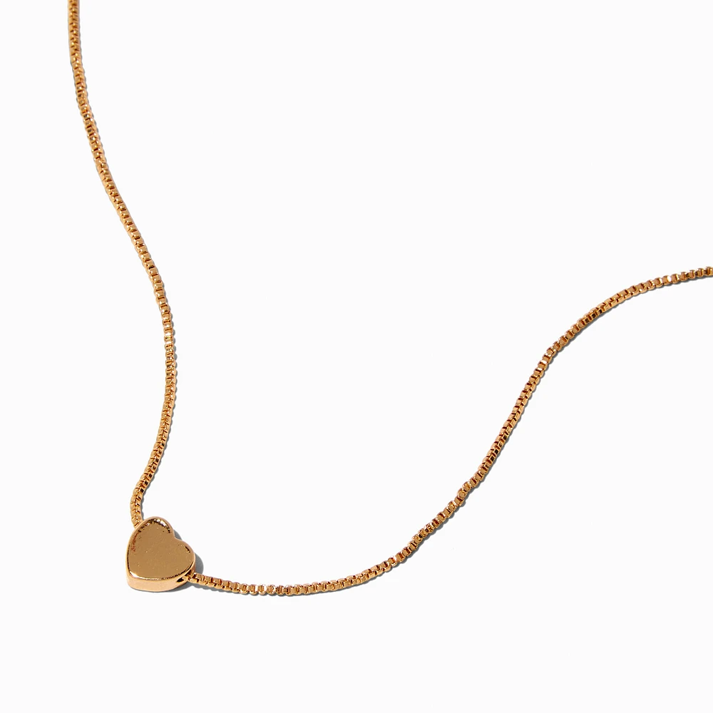 Gold-tone Mini Heart Slider Pendant Necklace