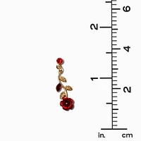 Long-Stemmed Red Rose 1" Drop Earrings