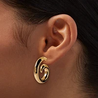 Gold-tone Thick Swirl Hoop Earrings