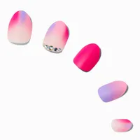 Pink Ombre Gem Stiletto Press On Vegan Faux Nail Set - 24 Pack