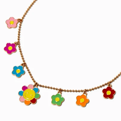 Claire's Club Happy Face Daisy Flower Charm Necklace