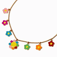 Claire's Club Happy Face Daisy Flower Charm Necklace