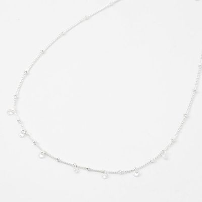 Silver Cubic Zirconia Stone Beaded Choker Necklace