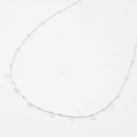 Silver Cubic Zirconia Stone Beaded Choker Necklace