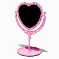 Pink Heart-Shaped Tabletop Mirror