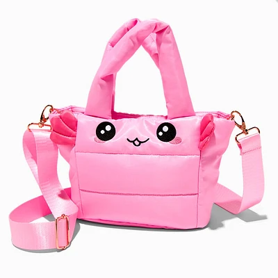 Pink Axolotl Quilted Crossbody Tote Bag