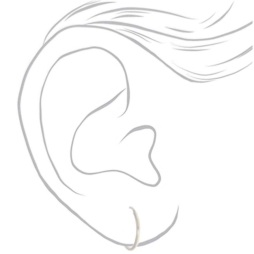 C LUXE by Claire's Silver-tone Titanium 10mm Sleek Hoop Earrings