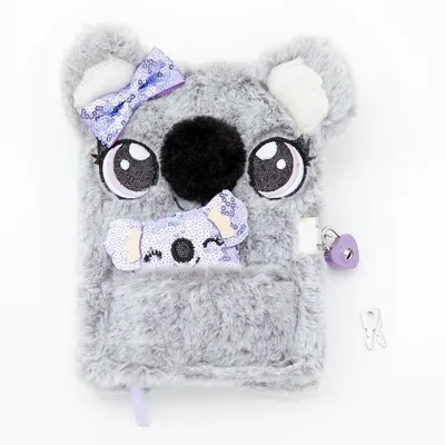 Sidney the Koala Furry Lock Diary - Gray
