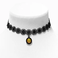 Black Mandala Mood Oval Choker Necklace