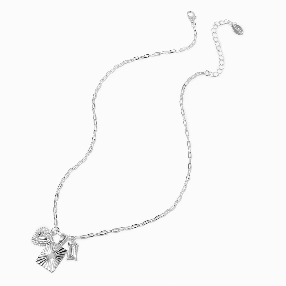 Silver-tone Mixed Charm Pendant Necklace