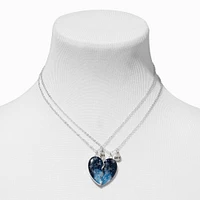 Best Friends Navy Glitter Split Heart Necklaces - 2 Pack