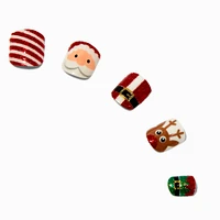 Elf, Santa Claus & Reindeer Glitter Square Press On Faux Nail Set - 24 Pack