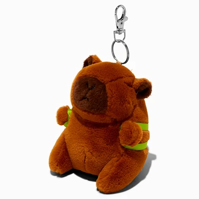Capybara Strawberry Backpack Plush Keychain