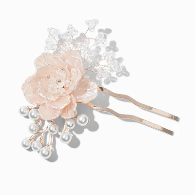 Blush Pink Pearlized Floral Spray Hair Pin