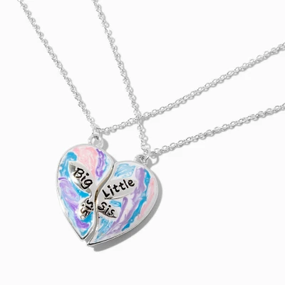 Best Friends ''Big Sis & Little Sis'' Split Heart Pendant Necklace Set - 2 Pack