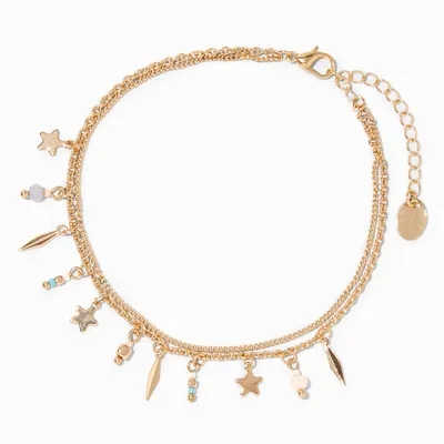 Celestial Charms Gold Double Chain Anklet