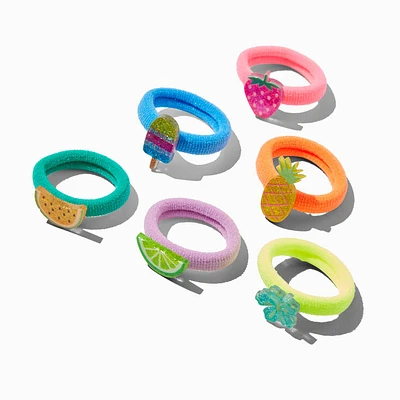 Claire's Club Summer Fruit Ribbed Hair Ties - 6 Pack
