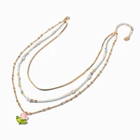 Pink Tulip Gold-tone Multi-Strand Necklace