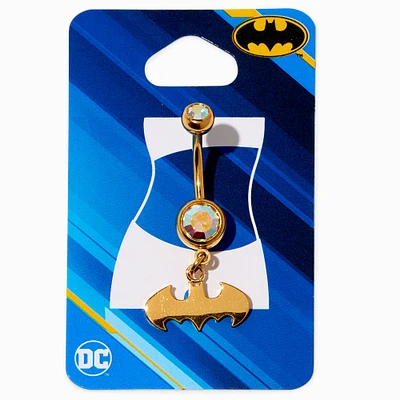 DC Comics™ Batman™ Gold-tone Stainless Steel Logo Dangle 14G Belly Bar