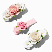 Claire's Club Pink Floral Hair Clips - 3 Pack