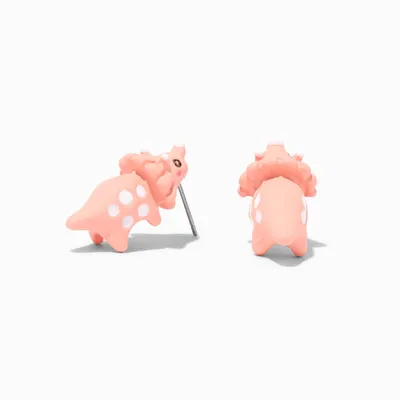 Pink Triceratops Bite Stud Earrings