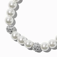 White Pearl & Fireball Stretch Bracelet