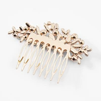 Rose Gold Rhinestone & Pearl Petal Hair Comb