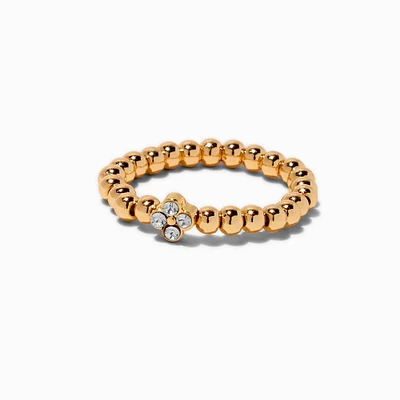 Gold-tone Crystal Clover Stretch Ring