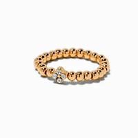 Gold-tone Crystal Clover Stretch Ring