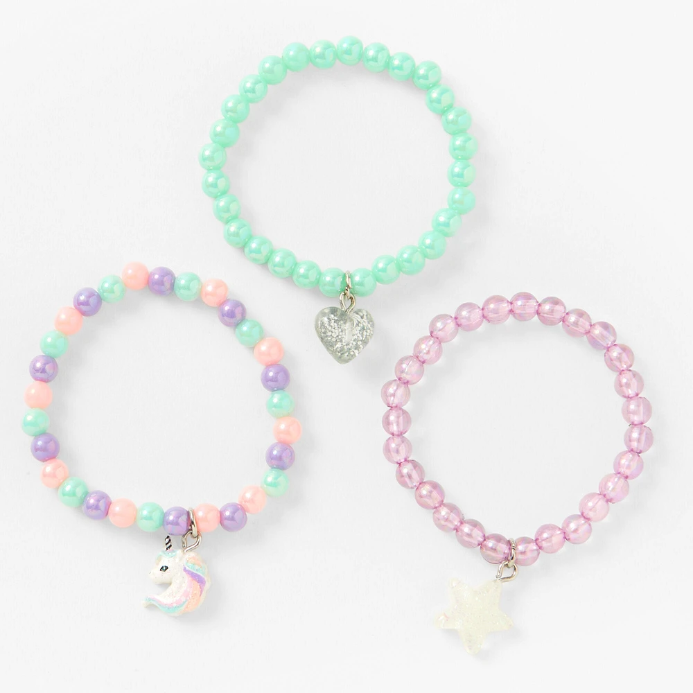 Claire's Club Pastel Pearl Beaded Stretch Bracelets - 3 Pack