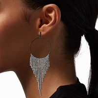 Hematite Crystal 5" Dreamcatcher Fringe Drop Earrings