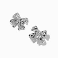 Silver-tone Bow Clip-On Stud Earrings