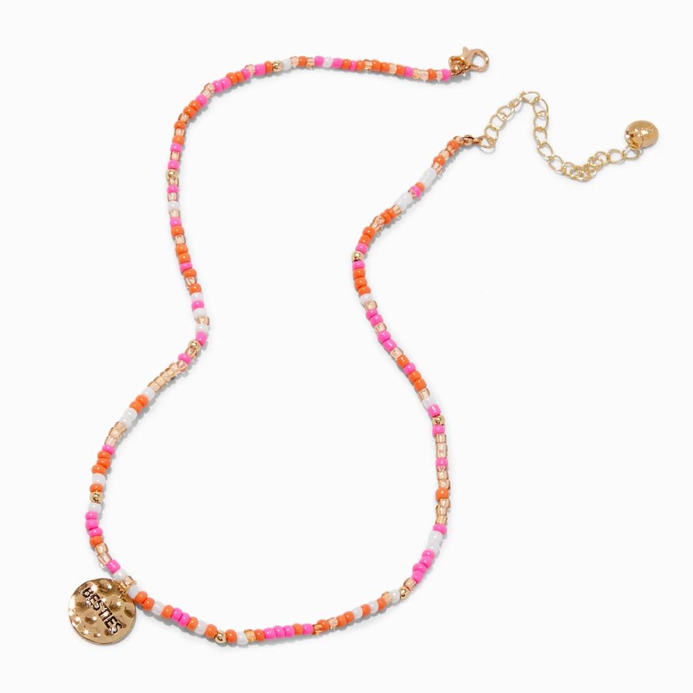 Best Friends Beaded Gold-tone Coin Pendant Necklaces - 2 Pack