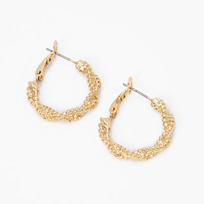 Gold Twisted Braid Hoop Earrings