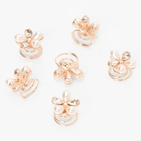 Rose Gold Daisy Rhinestone Hair Spinners - 6 Pack