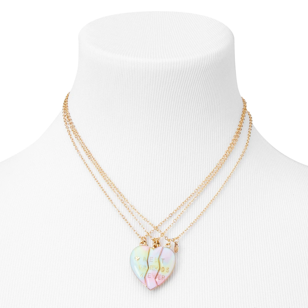 Best Friends Pastel Ombré Heart Pendant Necklaces - 3 Pack