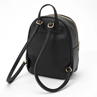 Black Quilted Pearl Studded Small Backpack