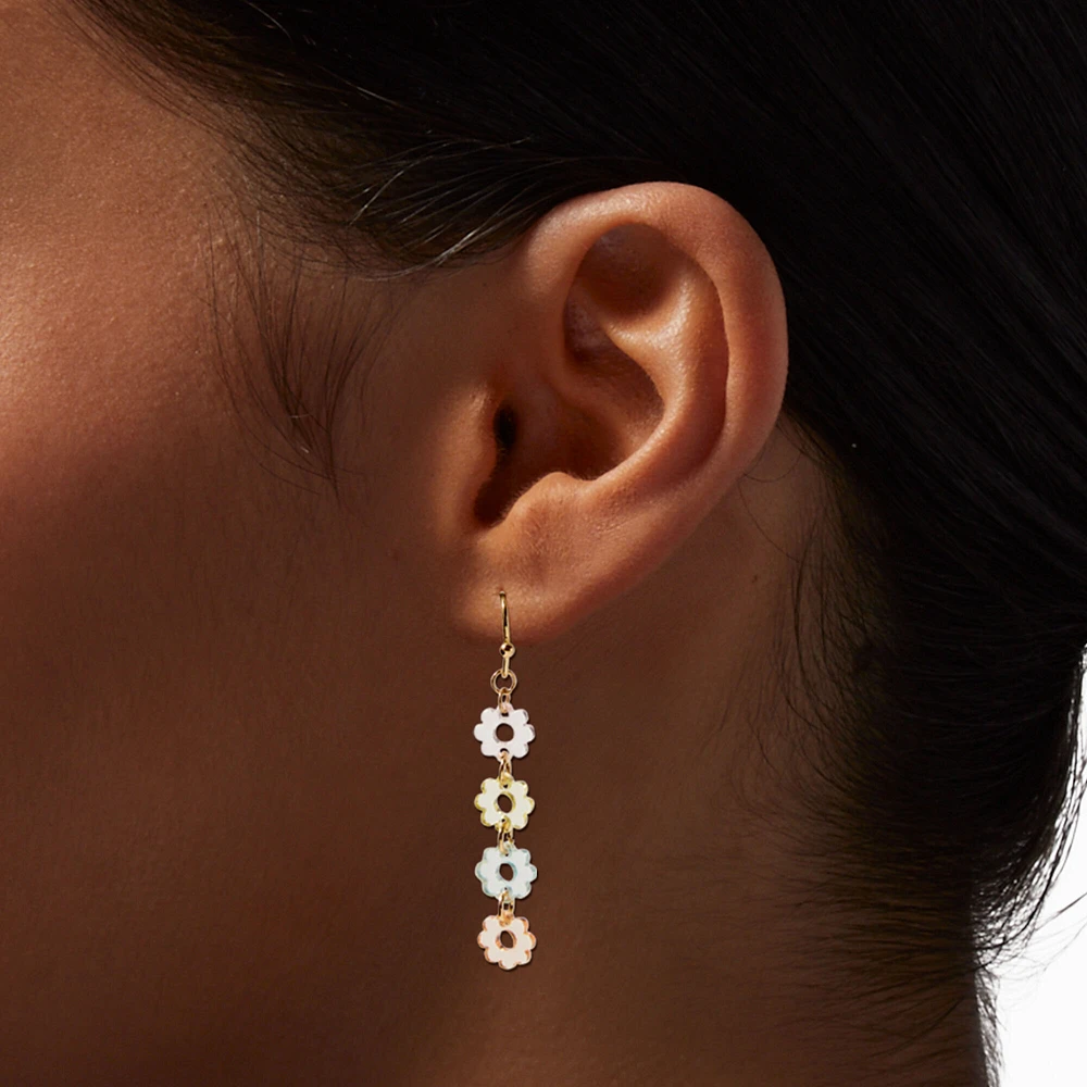 Gold 1.5" Daisy Drop Earrings