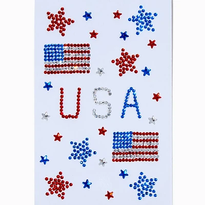 American Flag Gemstone Body Stickers