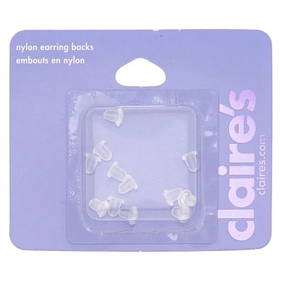 Clear Nylon Earring Back Replacements - 12 Pack