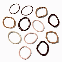 Boho Brown & Pink Mixed Hair Ties - 12 Pack