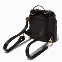 Black Quilted Chain Handle Medium Backpack